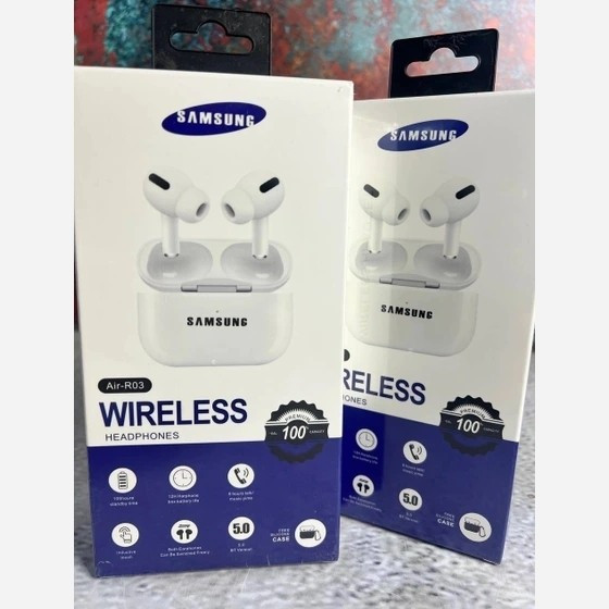 ایرپاد هندزفری بلوتوثی JBL و سامسونگ Air R03 باکیفیت *دوگوش*همراه باکیس و کابل*باتری بزرگ با گارد