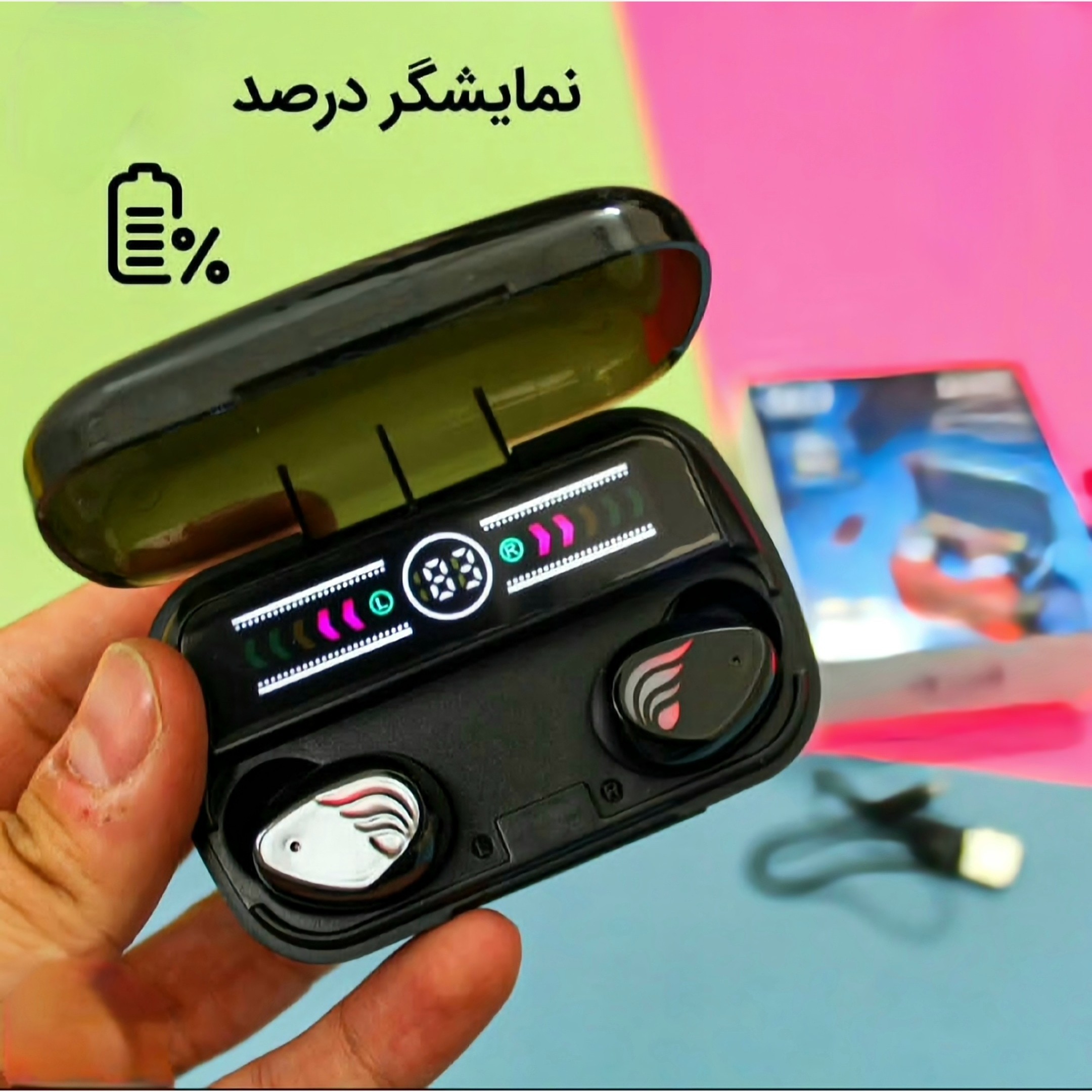 ایرپادM27 پاوربانک دار کیفیت درجه یک بلوتوث نسخه 5/3 صحفه نمایش دار 2026 ارسال فوری