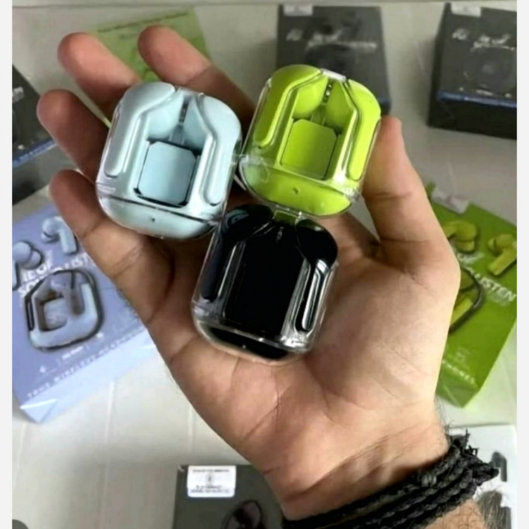 ایرپاد هندزفری شیشه ای Ultrapods Max دارای ANC و LCD ترنس پرنت و طراحی ارگونومی (فروش تک به قیمت عمده)