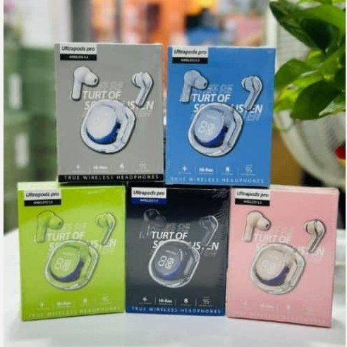 ایرپاد شیشه ای UILTRA PODS PRO نویز کنسلینگ دار ضد اب گیمینگ لمسی نمایشگر شارژ بلوتوث 5/3 ورژن 2026