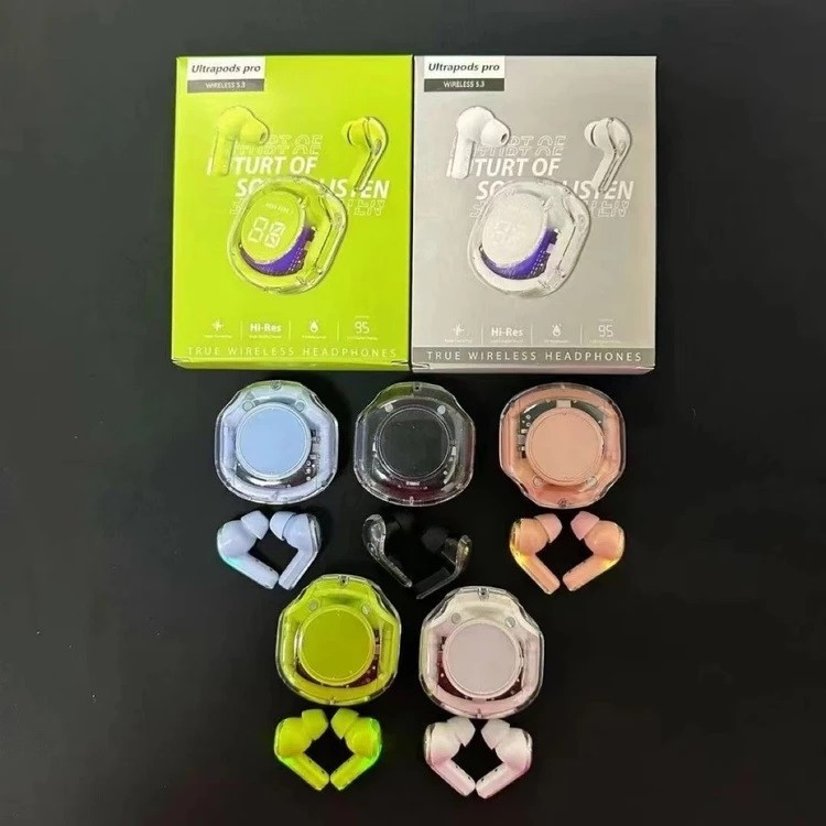 ایرپاد شیشه ای UILTRA PODS PRO نویز کنسلینگ دار ضد اب گیمینگ لمسی نمایشگر شارژ بلوتوث 5/3 ورژن 2026