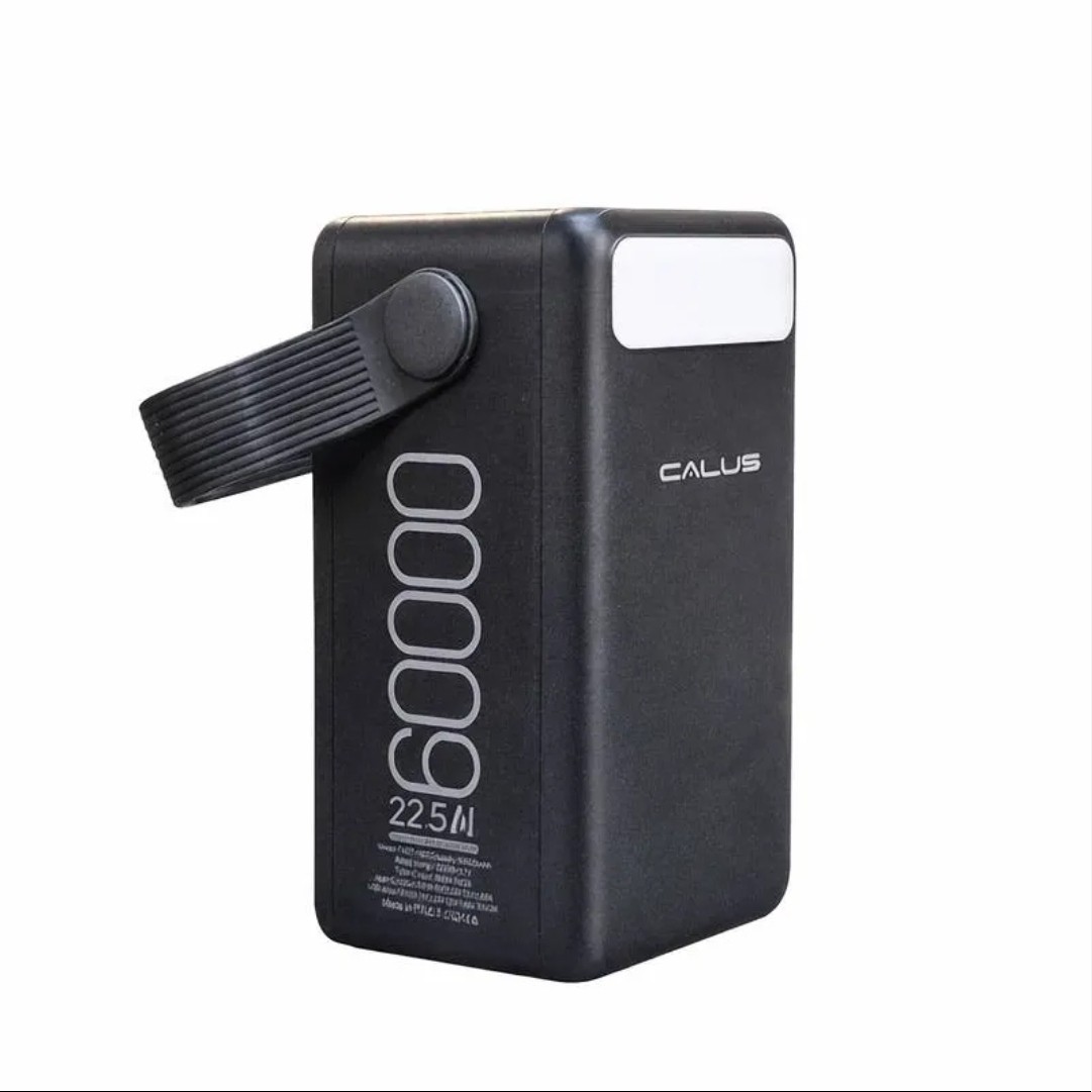 پاوربانک غول KALUS 60000mAh کالوس اصلی 22/5 فست 4 خروجی 4.5 امپر کمپینگ شرگتی چراغ قوه نمایش میزان شارژ