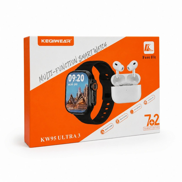 ساعت هوشمند KW95 ULTRA 3 هفت بند همراه با ایرپاد ورژن 2026 تمام صحفه اورجینال (کامل ترین پک ساعت