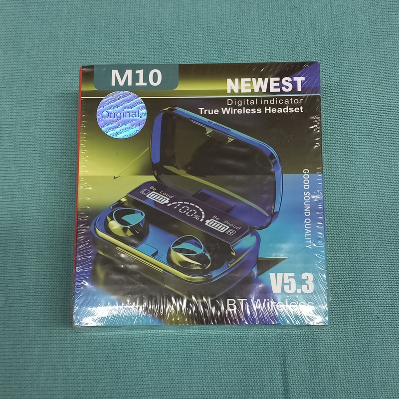 هدست بلوتوثی مدل  M10 V5.3 ORIG ایرپاد هدست هندزفری پاوربانک هولدر شارژر ساعت هوشمند
