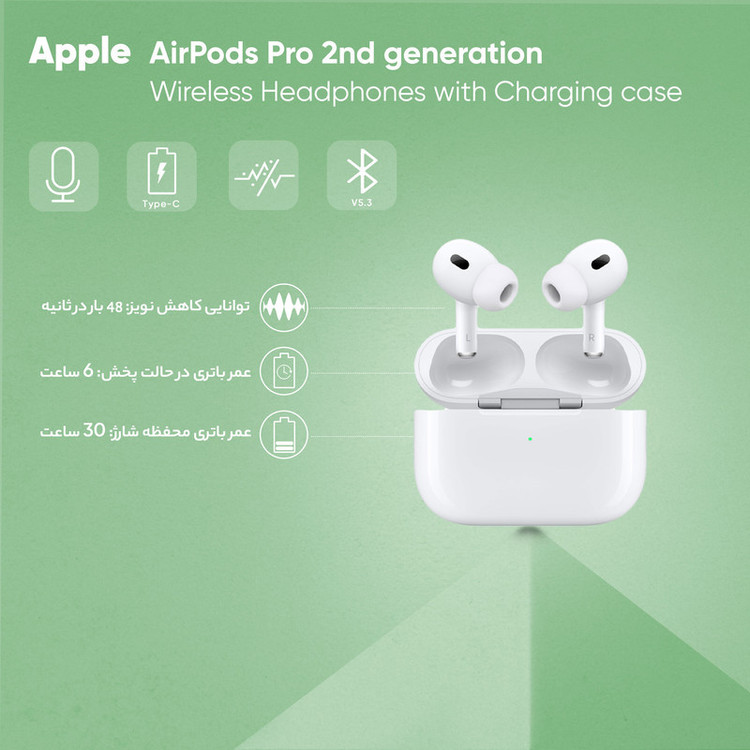 هدست بلوتوثی مدل AirPods Pro 2nd Generation Type-C ایرپاد هدفون هدست پاوربانک شارژر