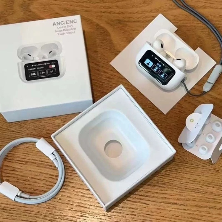 ایرپاد A9PRO تاچ اسکرین هندزفری هدفون هدست پاوربانک شارژر هولدر اسپیکر هدفون بلوتوثی مدل air pods Pro2